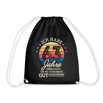 63. Geburtstag Geschenk Habe 63 Jahre Gebraucht - Turnbeutel - Schwarz - Vorne