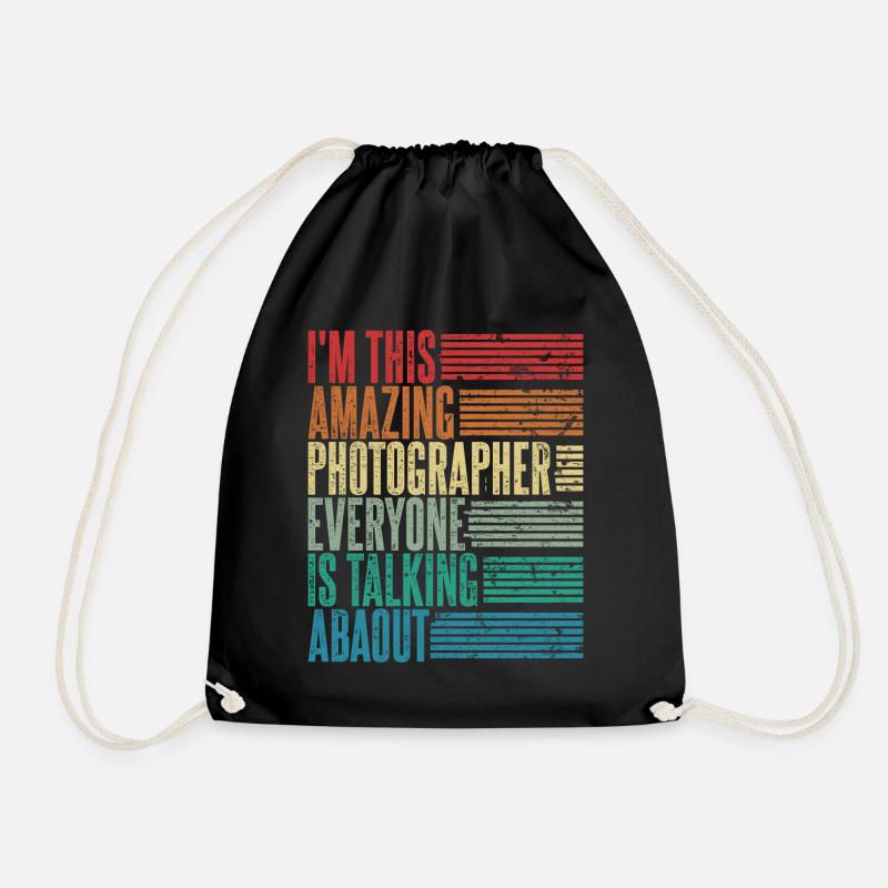 Vintage Photographer Photographer Gift Retro - Drawstring Bag - black