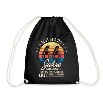 66. Geburtstag Geschenk Habe 66 Jahre Gebraucht - Turnbeutel - Schwarz - Vorne