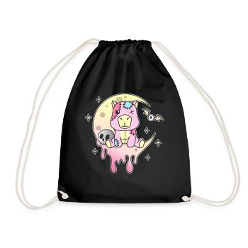 Kawaii Gothic Capybara Pastellfarben Gothic Goth - Turnbeutel - Schwarz - Vorne