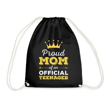 Proud Mom Of An Official Teenager 13 Years Old - Drawstring Bag - black - Front