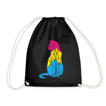 Pansexual Cat Pansexual Flag Colors - Drawstring Bag - black - Front