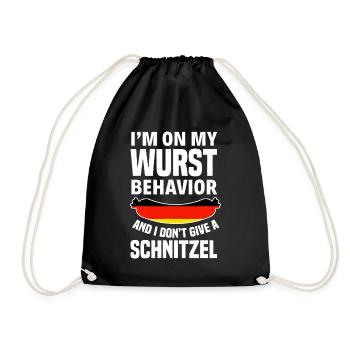 I'm On My Wurst Behavior I Dont Give A Schnitzel - Drawstring Bag - black - Front