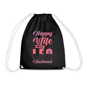 Leo Happy Woman with Wasserman Husband - Drawstring Bag - black - Front