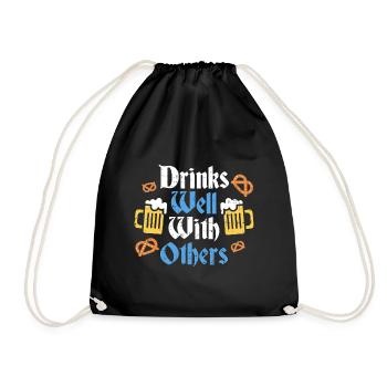 Drinks Well With Others Gift - Drawstring Bag - black - Front