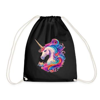 Unicorn mythical creature with rainbow mane unicorn - Drawstring Bag - black - Front