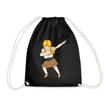 Dabbing German Dirndl Girl Beer Mug - Drawstring Bag - black - Front