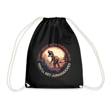 Witziges Papa Papasaurus Dino Dinosaurier Geschenk - Turnbeutel - Schwarz - Vorne