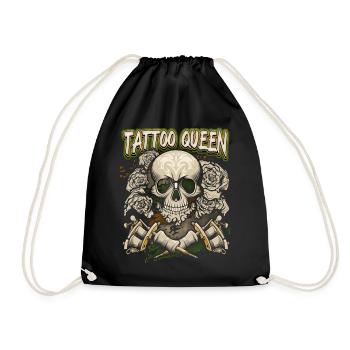 Skull, Tattoo Spruch, Tätowierung, Totenkopf - Turnbeutel - Schwarz - Vorne