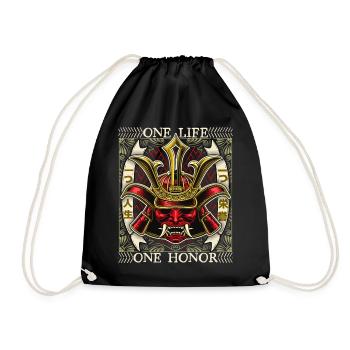 Japanischer Samurai Dämon, Samurai Krieger, Spruch - Turnbeutel - Schwarz - Vorne