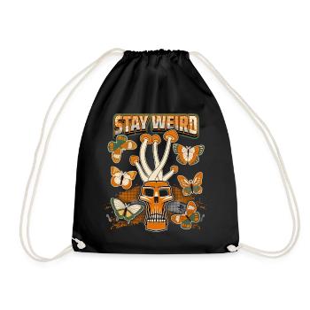 Magic Mushrooms, Psychedelic, Skull, Mushrooms - Drawstring Bag - black - Front