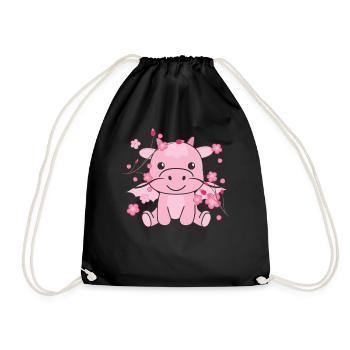 Dragon cute animals for kids kawaii - Drawstring Bag - black - Front