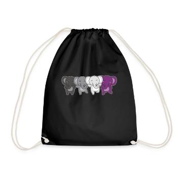 Asexual Flag Pride LGBTQ Elephant - Drawstring Bag - black - Front