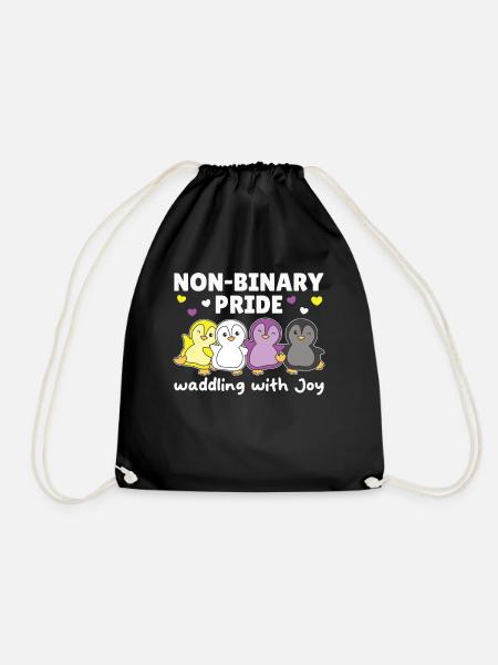 Nichtbinär Pinguin Flag Pride LGBTQ süße Pinguine - Turnbeutel - Schwarz