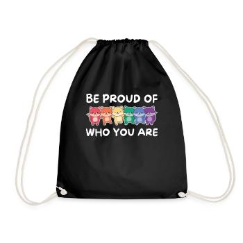 Rainbow Flag Gay Pride LGBTQ Fox - Drawstring Bag - black - Front