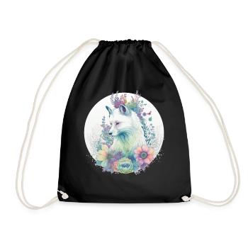 Fleur de renard arctique mignonne Animaux de la couronne amoureux - Sac de sport léger - noir - Devant