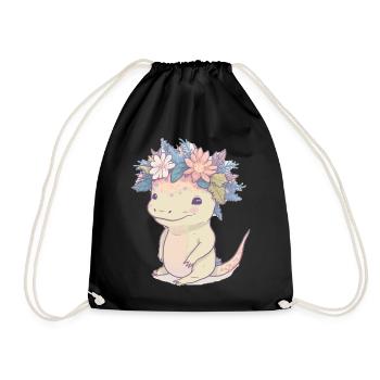Mignon Axolotl Amphibian Fleur Couronne Aquarelle Ani - Sac de sport léger - noir - Devant