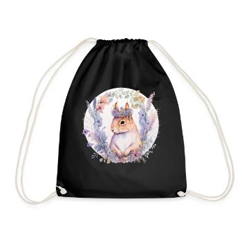 Cute Squirrel Flower Crown Animal Lovers - Turnbeutel - Schwarz - Vorne