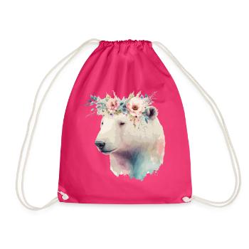 Mignon Ours Polaire Fleur Couronne Animal Lovers - Sac de sport léger - fuchsia - Devant