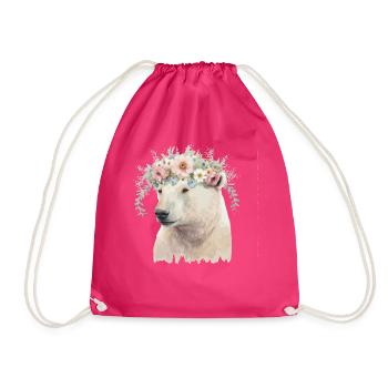 Aquarelle Ours Polaire Fleur Couronne Boho Esthétique - Sac de sport léger - fuchsia - Devant