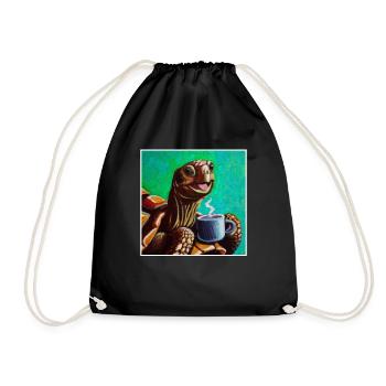 Oilpainting Happy Turtle Turtle - Drawstring Bag - black - Front