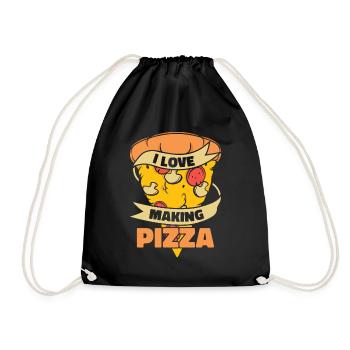 I love making pizza pizza oven pizza pizza tray - Drawstring Bag - black - Front