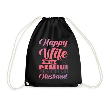Femme heureuse Gémeaux avec mari Verseau - Sac de sport léger - noir - Devant