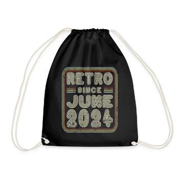 Birthday June 2024 Retro Gift - Drawstring Bag - black - Front