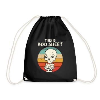 This Is Boo Sheet Skelett Halloween Kostüm - Turnbeutel - Schwarz - Vorne