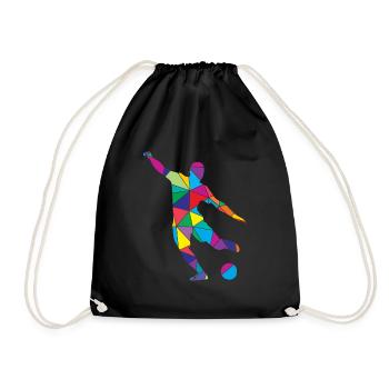 Low Poly Goalkeeper Polygon Soccer - Drawstring Bag - black - Front