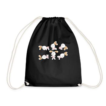 Yoga Rabbit Meditation Bunny Doing Yoga Exercises - Drawstring Bag - black - Front