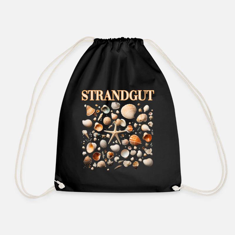 Strandgut Muscheln Seestern Strand Sammeln - Turnbeutel - Schwarz