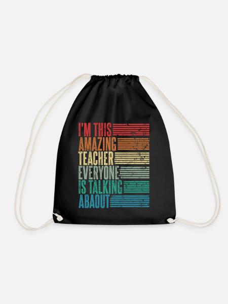 Vintage Lehrer Lehrerin Geschenk Retro - Turnbeutel - Schwarz