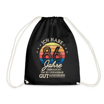 86. Geburtstag Geschenk Habe 86 Jahre Gebraucht - Turnbeutel - Schwarz - Vorne