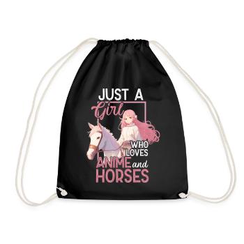 Horse girl anime saying with manga drawing - Drawstring Bag - black - Front