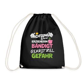 Erzieherin Weihnachten Gekritzel Bändigerin - Turnbeutel - Schwarz - Vorne