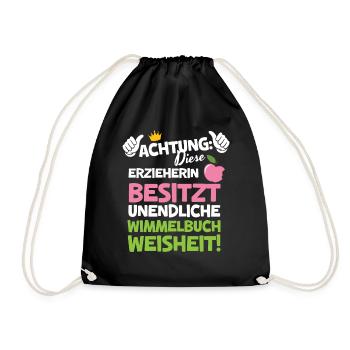 Erzieherin Abschied Wimmelbuch Weisheit Kita - Turnbeutel - Schwarz - Vorne