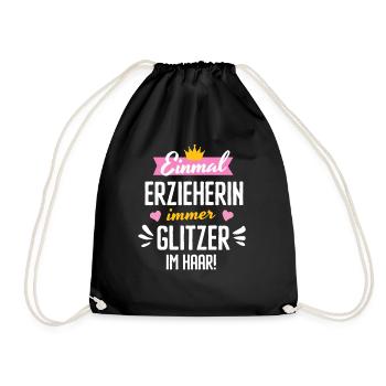 Erzieherin Kita Abschied Glitzerhaar Zauber - Turnbeutel - Schwarz - Vorne