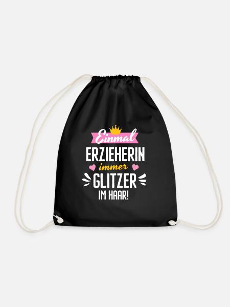 Erzieherin Kita Abschied Glitzerhaar Zauber - Turnbeutel - Schwarz