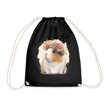 Aquarelle Cochon d’Inde Fleur Couronne Floral Boho Aes - Sac de sport léger - noir - Devant