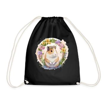 Cute Hamster Flower Crown Boho Aesthetic Floral An - Turnbeutel - Schwarz - Vorne