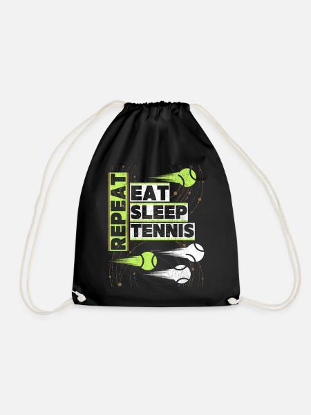 Eat-Sleep-Tennis funny tennis saying - Drawstring Bag - black