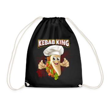 Kebab King, Funny Kebab Saying, Doner Kebap - Drawstring Bag - black - Front