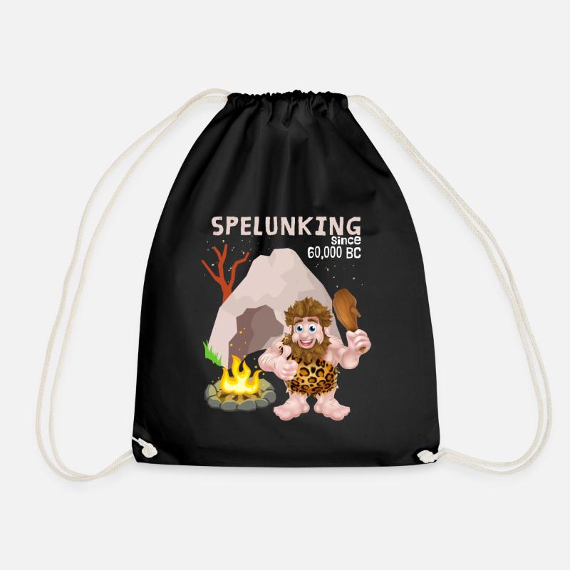 Spelunking, Speläologie, Neandertaler Spruch - Turnbeutel - Schwarz