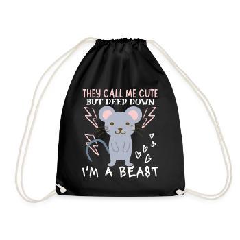 Mouse, Mouse, Funny Saying, Irony - Drawstring Bag - black - Front
