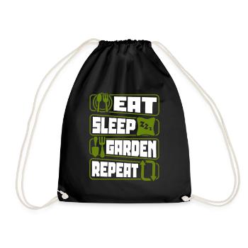 Eat Sleep Garden Repeat Allotment Garden Horticulture - Drawstring Bag - black - Front