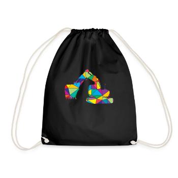 Low Poly Bauwesen Poly Bagger - Turnbeutel - Schwarz - Vorne