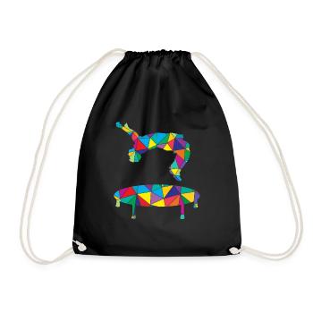 Low Poly Freerun Polygon Trampoline Reverse Somersault - Drawstring Bag - black - Front
