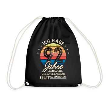 92. Geburtstag Geschenk Habe 92 Jahre Gebraucht - Turnbeutel - Schwarz - Vorne
