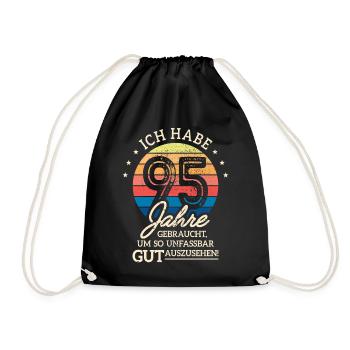 95. Geburtstag Geschenk Habe 95 Jahre Gebraucht - Turnbeutel - Schwarz - Vorne